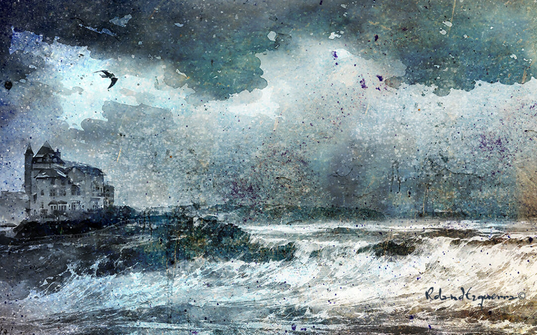 Aquarelles numériques de l’océan : une vision brute et expressive